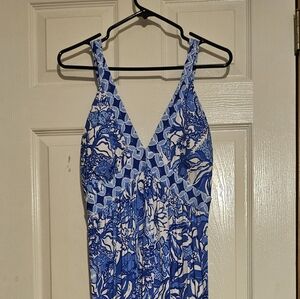 Lilly Pulitzer Blue and White Backless Dress